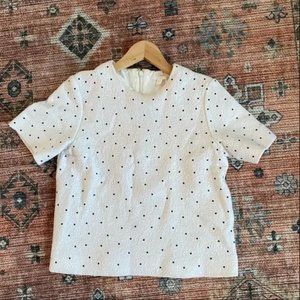COS Polka Dot Structured Wool Sweater Top White